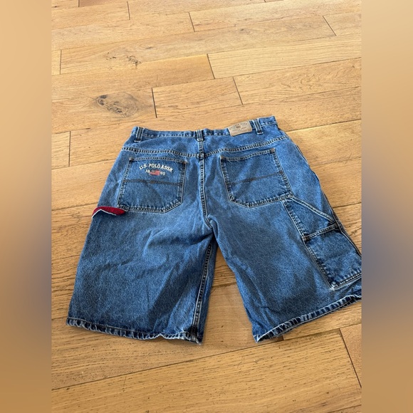 US Polo Baggy Carpenter Cargo‎ Style Men's Blue Denim Shorts Sz 40 - Picture 10 of 13